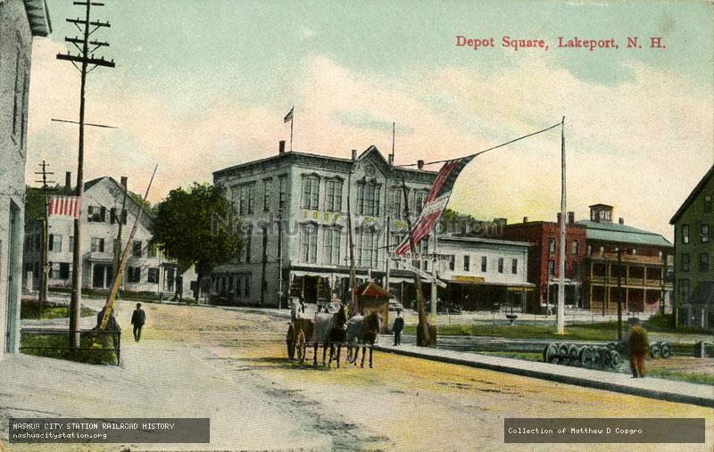 Postcard: Depot Square, Lakeport, New Hampshire